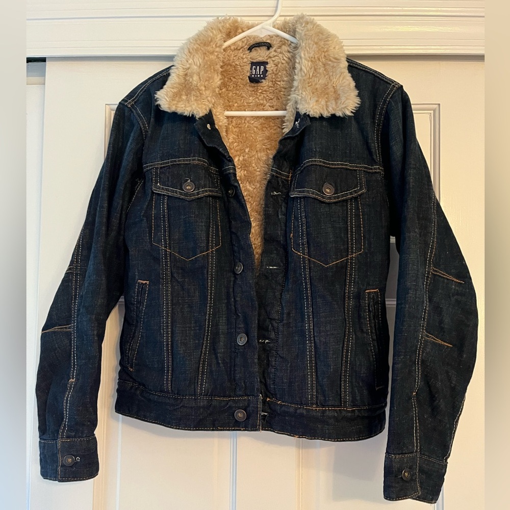GAP Vintage Faux Fur Lined Denim Jacket Y2K